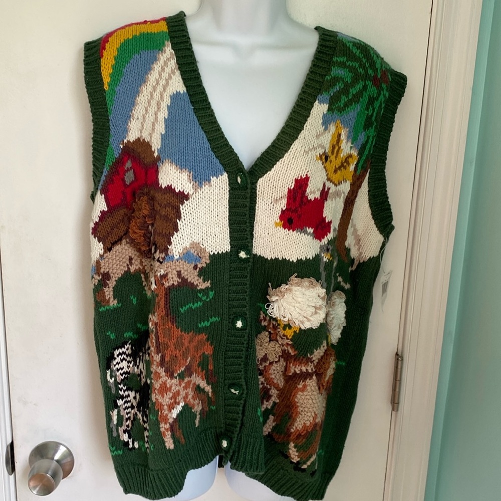 Tiara International Noah’s Ark vintage sweater vest NWT